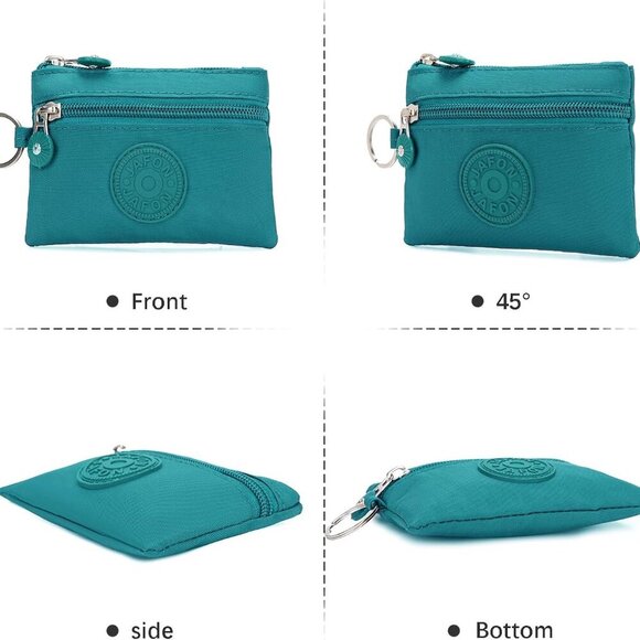 Chic Waterproof Coin Purse - 2-Layer Oxford Cloth Pouch for Women in Green+Khaki - Picture 3 of 7